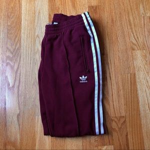 Adidas Maroon Striped Joggers